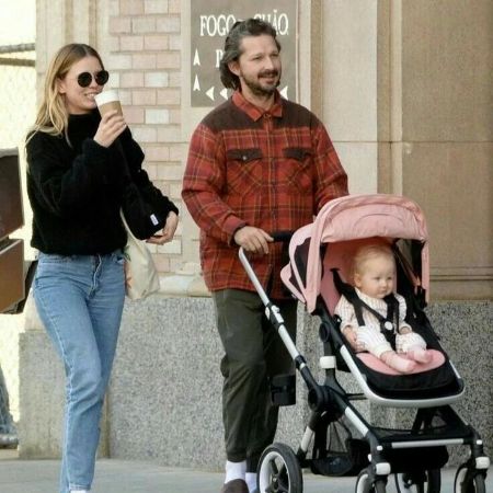 Mia Goth and her husband Shia were on stoll with their child.